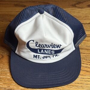 VINTAGE Clearview Lanes Hat Cap Snap Back Trucker Mesh Bowling Mens‎ 80s